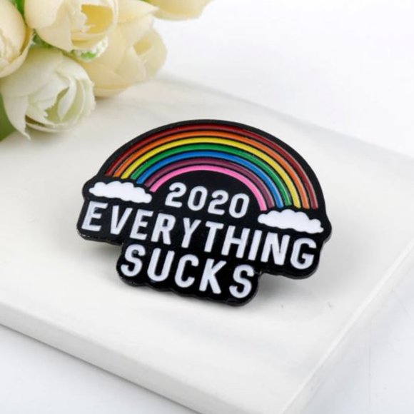 Large Rainbow 2020 Everything Else Sucks Brooch - Picture 2 of 8